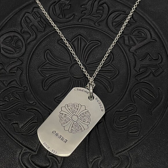 Chrome Hearts Large Scroll Military Plate Pendant Necklace - Picture 3 of 9